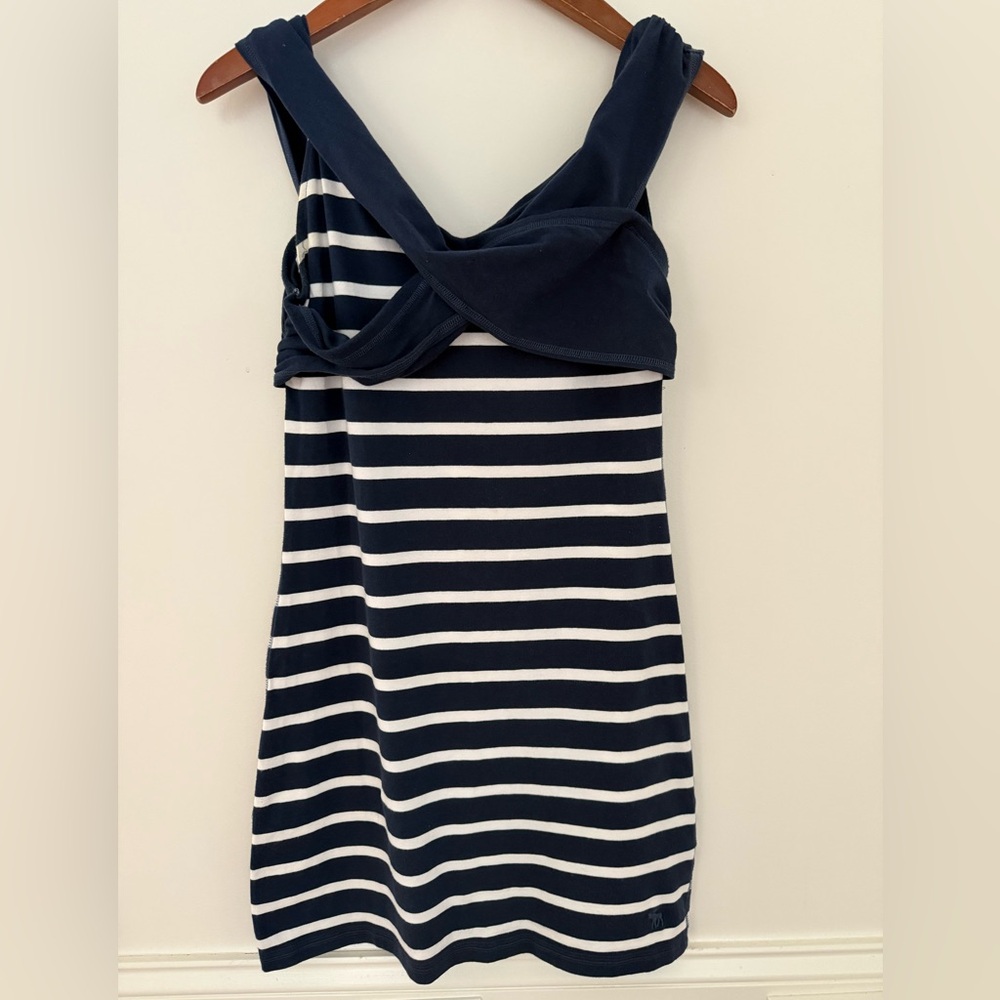 Abercrombie & Fitch Women Dress Navy & White Striped Mini Dress Size L